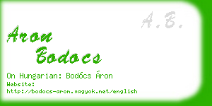 aron bodocs business card